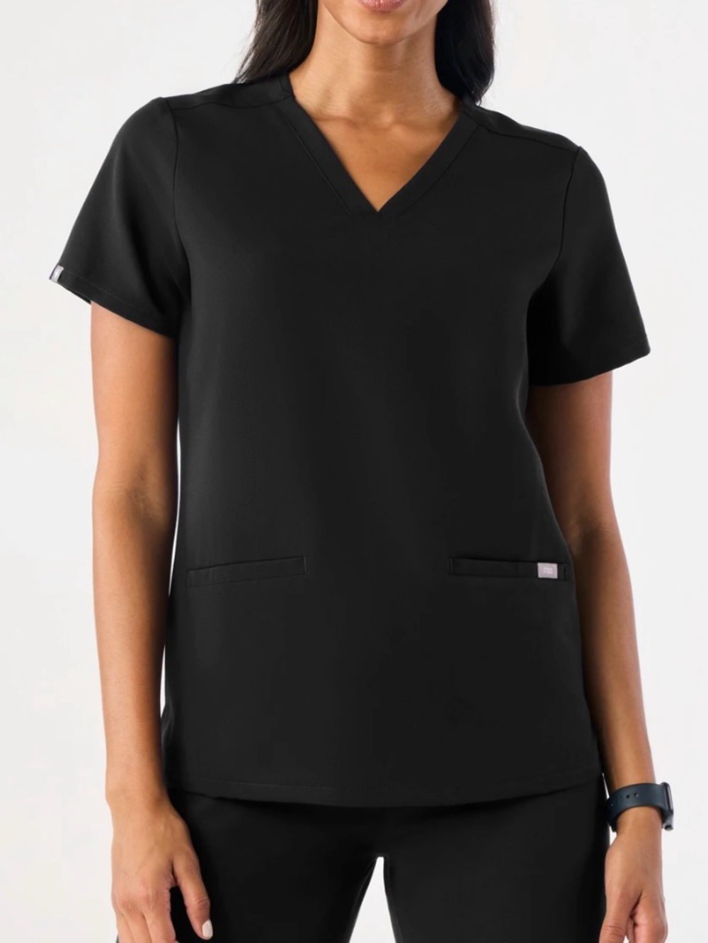 Figs Casma Three-Pocket Scrub Top in Black